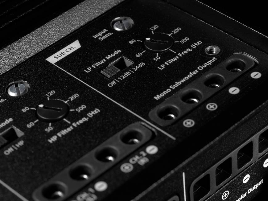 JL Audio XD500/3v2 3-channel car amplifier — 75 watts RMS x 2 at 4