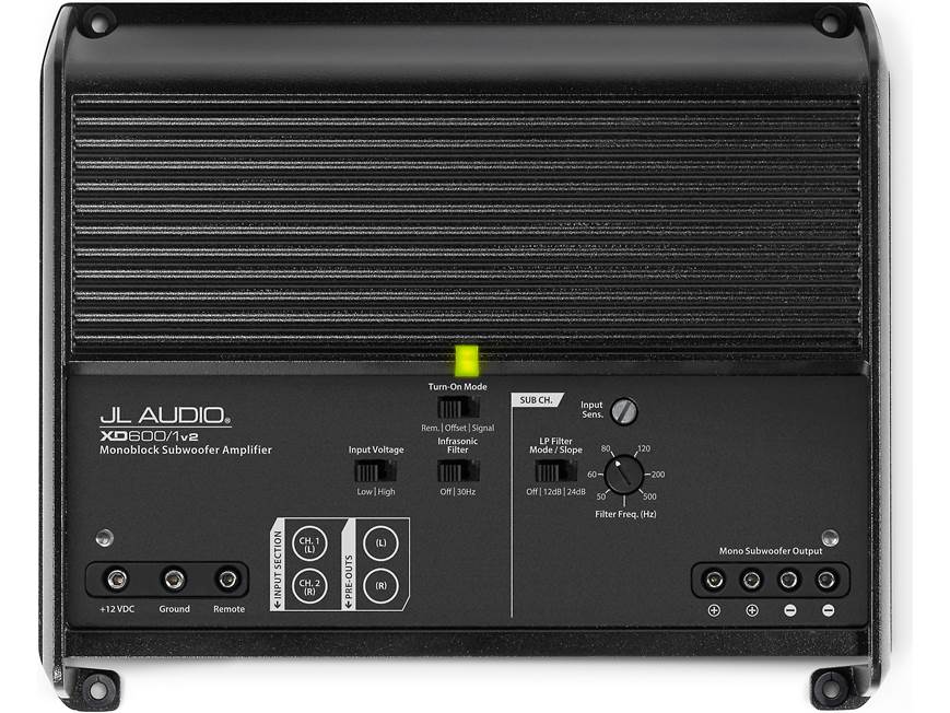 JL Audio XD600/1v2 Mono subwoofer amplifier — 600 watts RMS x 1 at