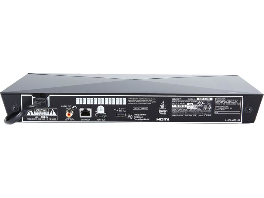 Sony BDP-S6200 3D Blu-ray player with 4K upscaling and Wi-Fi® at