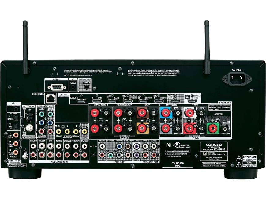 Onkyo TX-NR838 7.2-channel home theater receiver with Wi-Fi