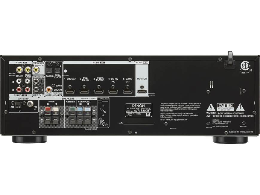 Denon AVR-S500BT 5.2-channel home theater receiver with Bluetooth