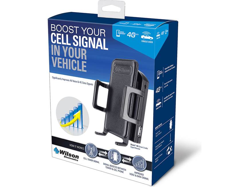 Wilson Sleek 4G Cell phone signal booster and cradle at Crutchfield Wilson Sleek 4G Cell phone signal booster and cradle at Crutchfield