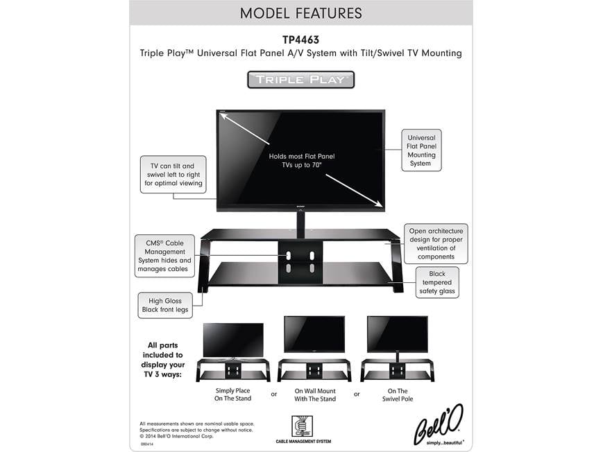 Bell'O TP4463 Triple Play™ Audio/video stand for TVs up to 70
