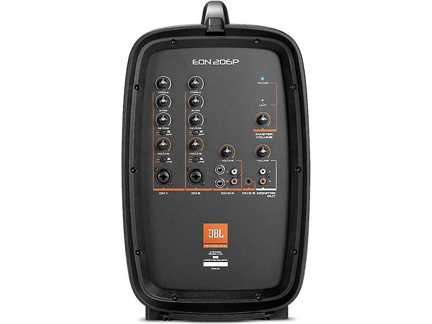 JBL EON206P 160-watt portable powered PA with 6-channel mixer at