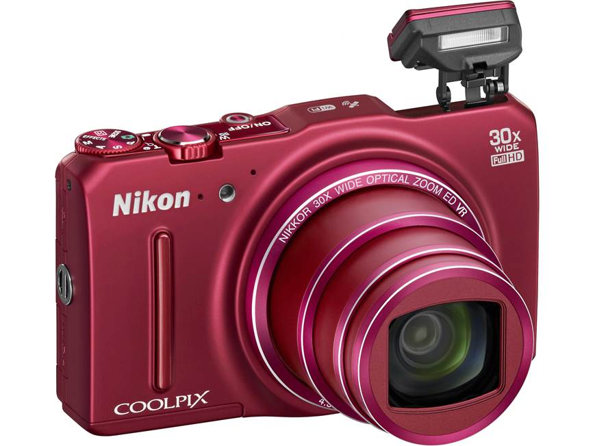 Nikon Coolpix S9700 (Red) 16-megapixel camera with 30X optical