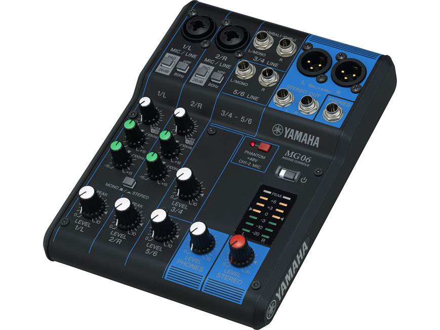 Yamaha MG06 6-channel mixer at Crutchfield