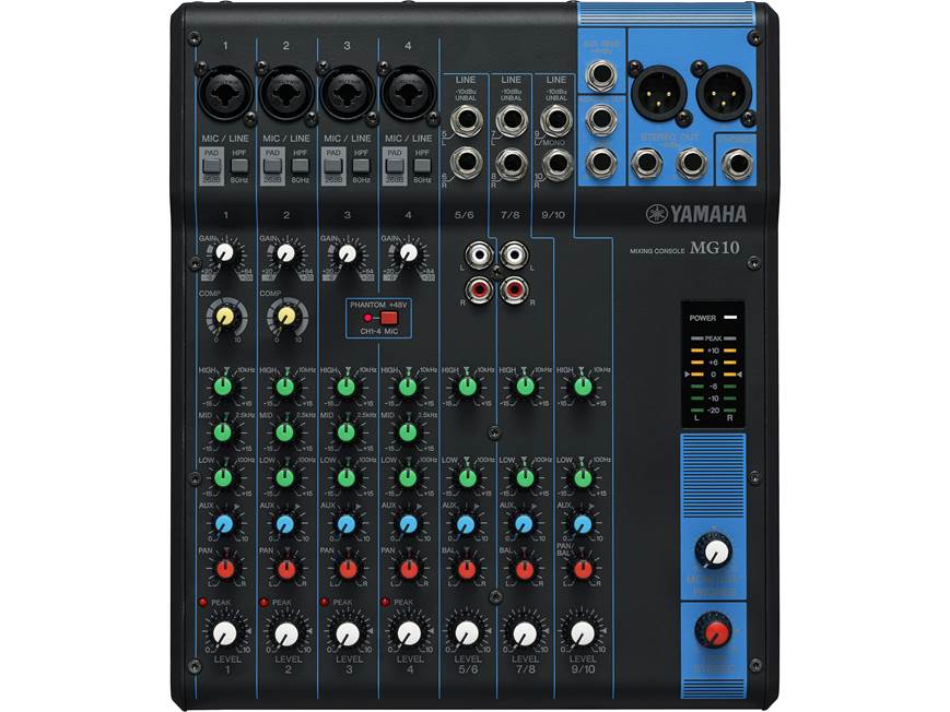 Yamaha MG10 10-channel mixer — with compression at Crutchfield