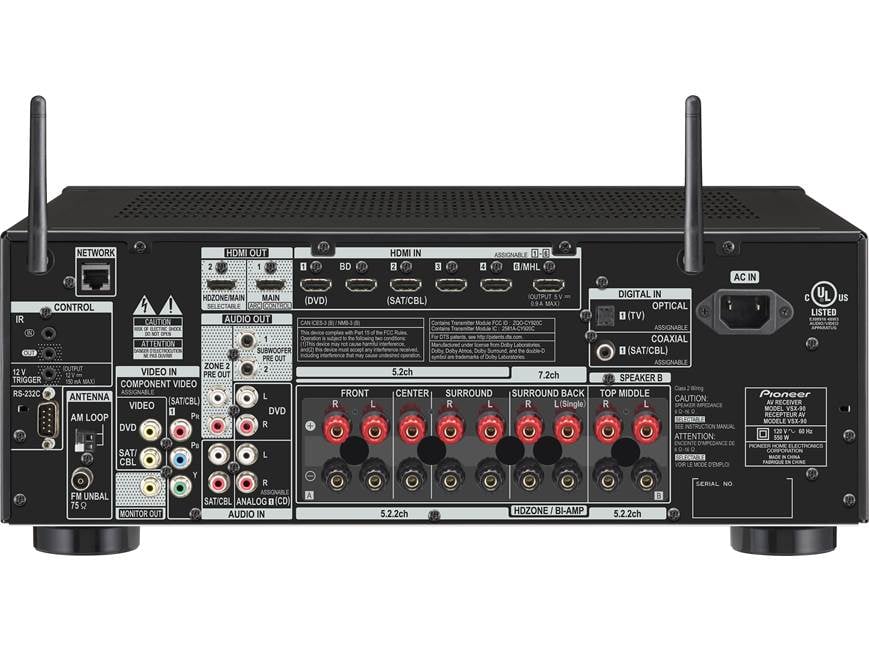 Pioneer Elite® VSX-90 7.2-channel home theater receiver with Wi-Fi