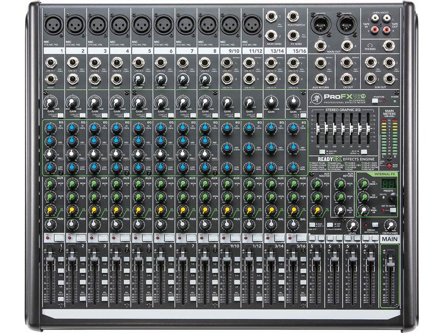 Mackie ProFX16v2 16-channel mixer — with effects, compression, and