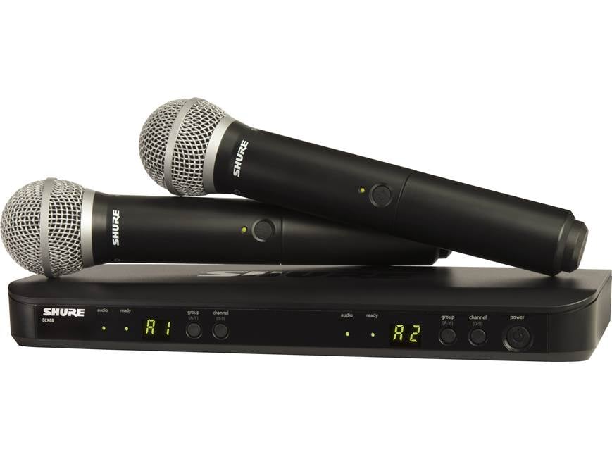 Shure BLX288/PG58 Dual Channel Wireless Handheld Microphone System - Thumbnail 4