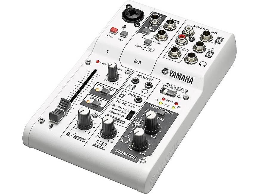 Yamaha AG03 3-channel mixer and USB 2.0 computer/iPad® recording