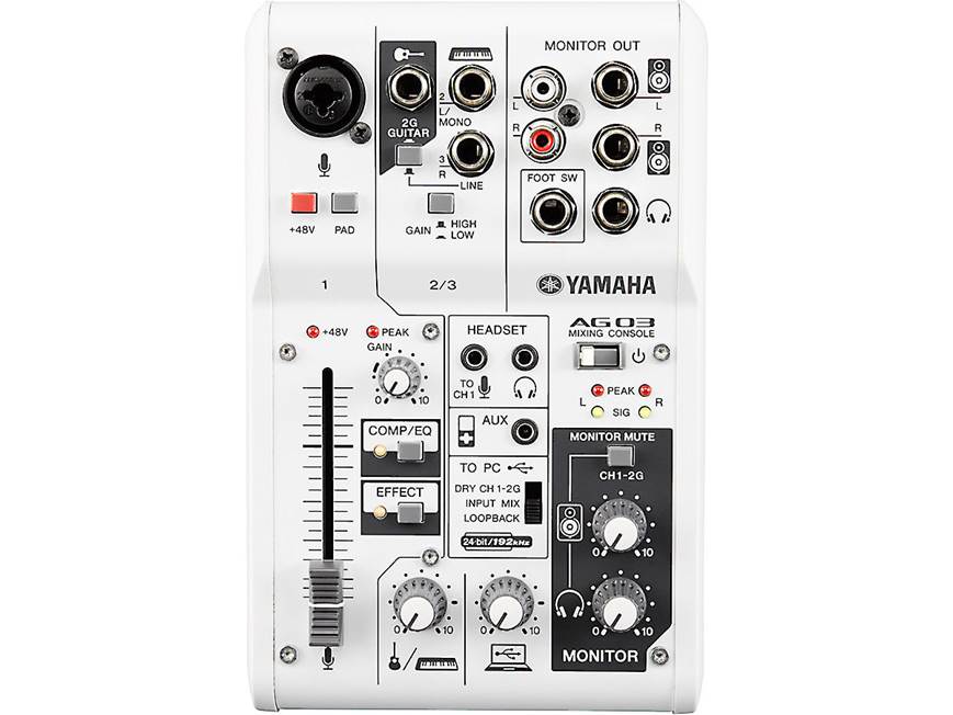 Yamaha AG03 3-channel mixer and USB 2.0 computer/iPad® recording
