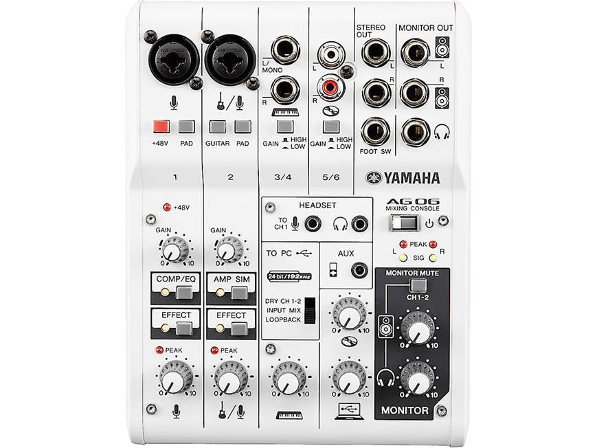 Yamaha AG06 6-channel mixer and USB 2.0 computer/iPad® recording