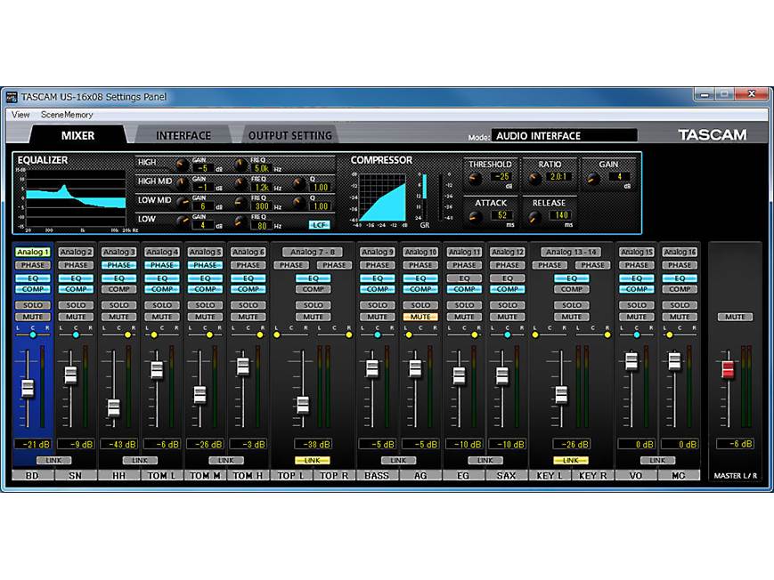 Tascam US-16x08 USB 2.0 and iPad® recording interface at Crutchfield