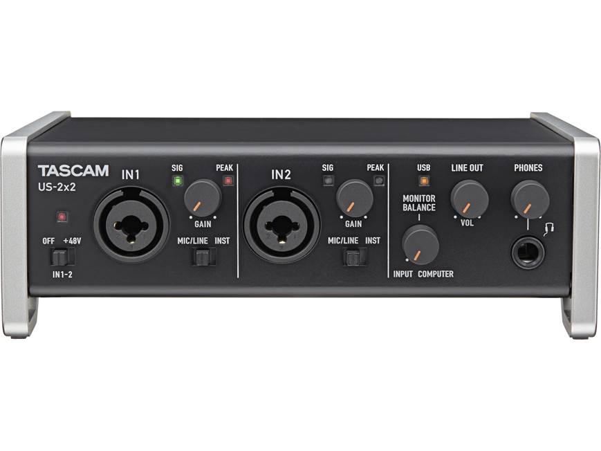 Tascam US-2x2 USB 2.0 and iPad®/iPhone® recording interface at