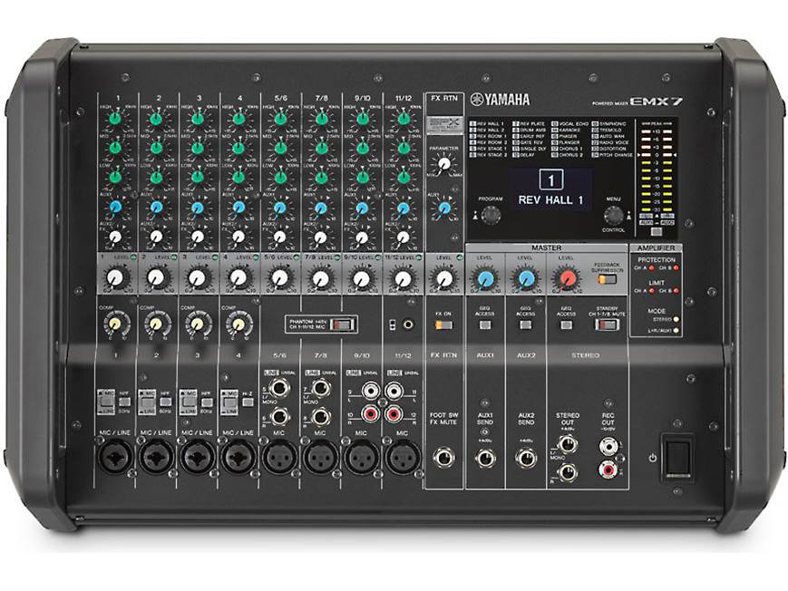 Yamaha EMX7 12-channel powered mixer with effects and 9-band EQ 