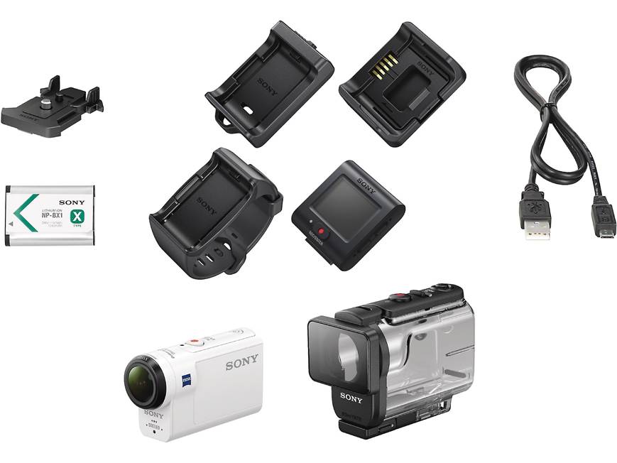 Sony HDR-AS300R HD action video camera with Live View remote at