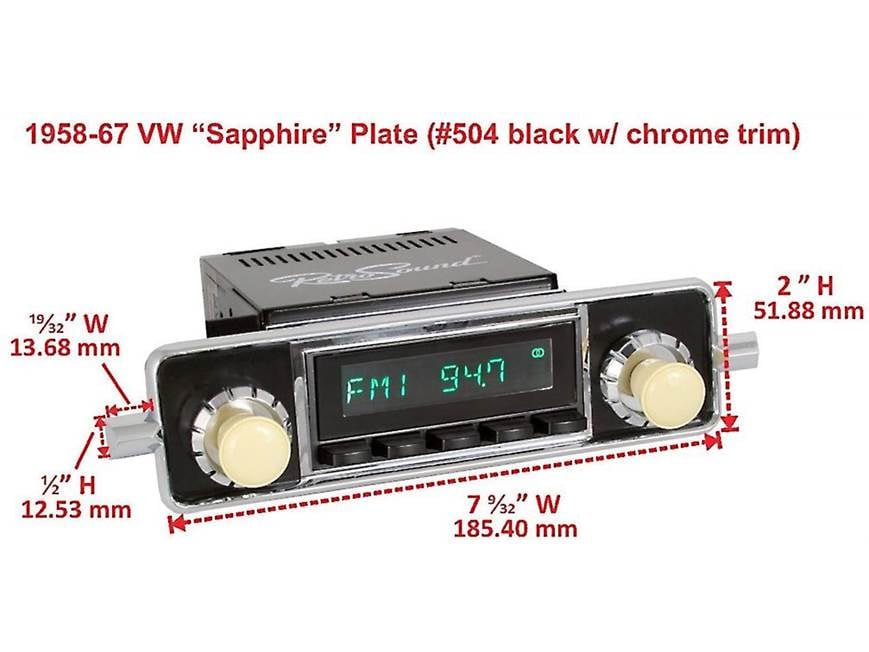 RetroSound 504 Faceplate (VW Sapphire plate: black with chrome