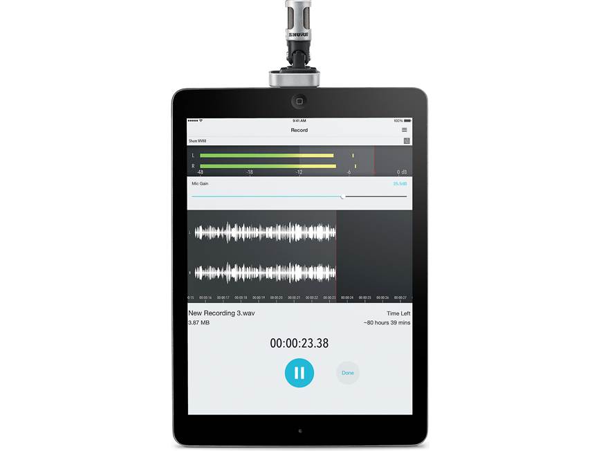 Shure MOTIV™ MV88 iOS® digital condenser microphone with Lightning