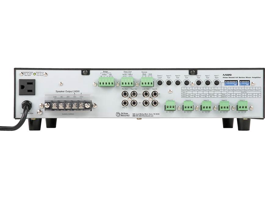 AtlasIED AA120 6-input commercial mixer/amplifier — 120W x 1 at