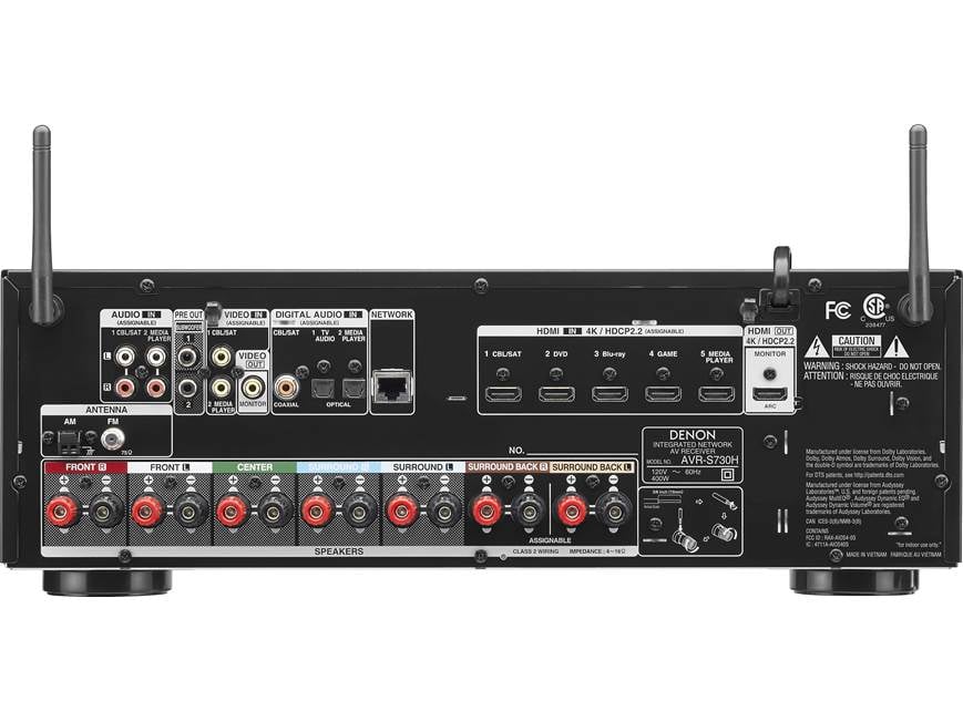 Denon AVR-S730H 7.2-channel home theater receiver with Wi-Fi