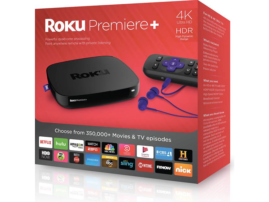 Roku Premiere+ 4K Ultra HD streaming TV and media player with Wi