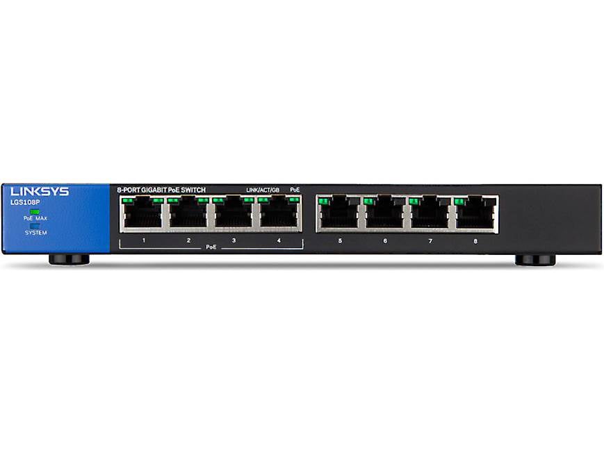 Linksys LGS108P 8-port desktop Gigabit Ethernet switch with PoE+