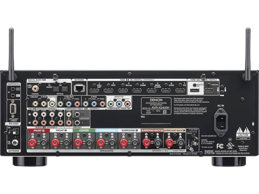 Denon AVR-X2400H IN-Command 7.2-channel home theater receiver with