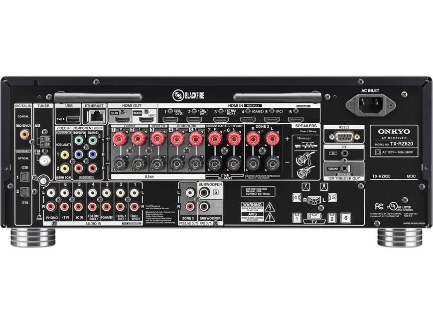 Onkyo TX-RZ620 7.2-channel home theater receiver with Wi-Fi