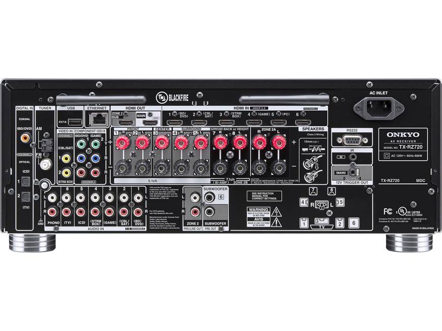 Onkyo TX-RZ720 7.2-channel home theater receiver with Wi-Fi