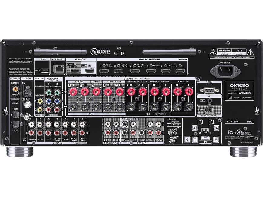 Onkyo TX-RZ820 7.2-channel home theater receiver with Wi-Fi
