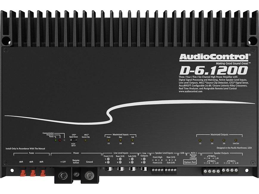 AudioControl D-6.1200 D Series 6-channel car amplifier with