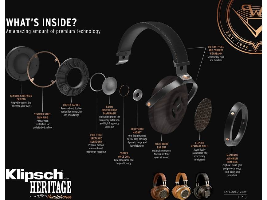 Klipsch Heritage HP-3 (Ebony) Over-the-ear headphones (Ebony) at