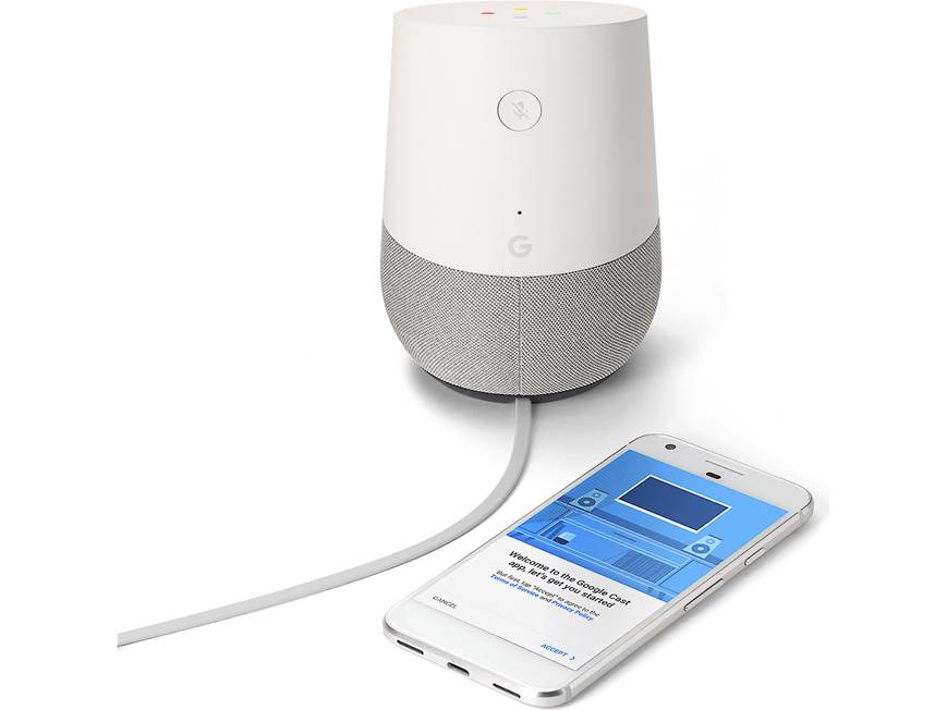 Google Home Hands-free help from the Google Assistant at Crutchfield