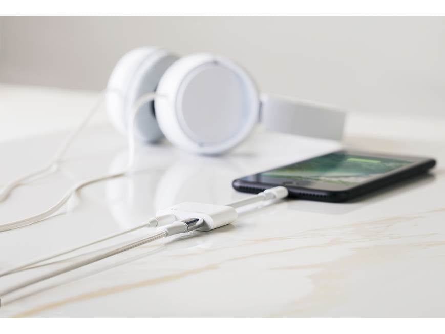 Adaptateur Belkin Rockstar MFi - Light Audio + Charge Pour IPhone IPad - Blanc