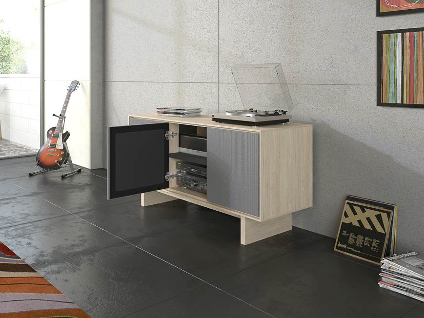 BDI Octave™ 8377GFL (Drift Oak) Triple-width cabinet for TVs up to