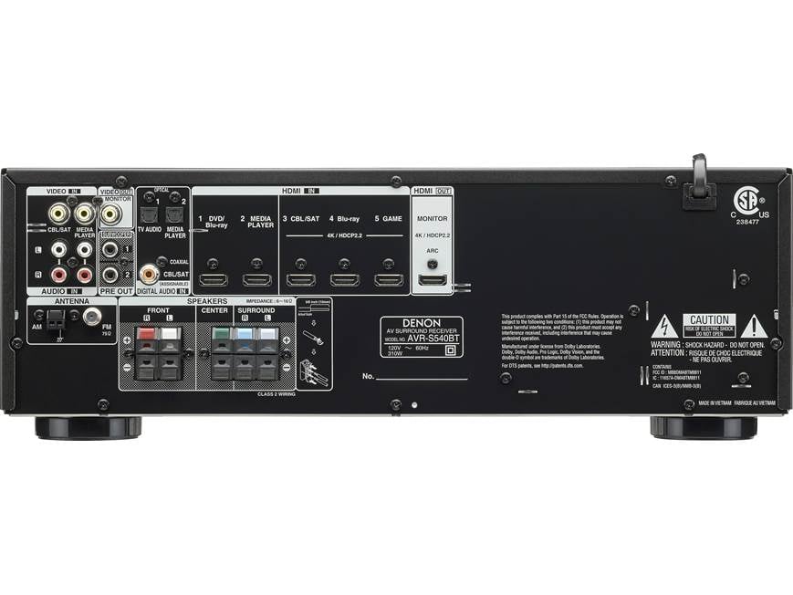 Denon AVR-S540BT 5.2-channel home theater receiver with Bluetooth