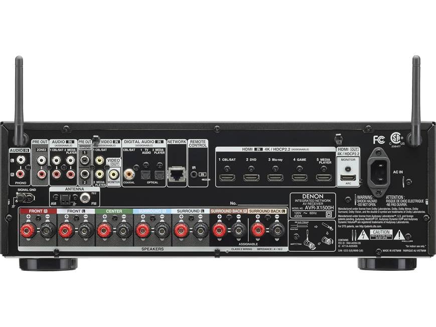 Denon AVR-X1500H 7.2-channel home theater receiver with Wi-Fi