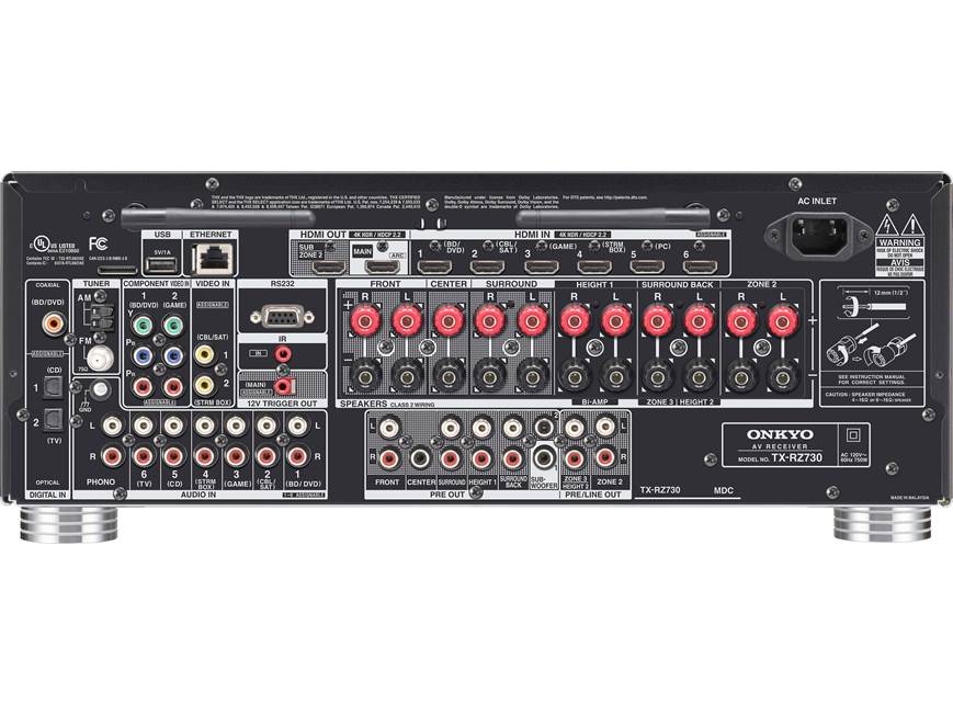 Onkyo TX-RZ730 9.2-channel home theater receiver with Wi-Fi