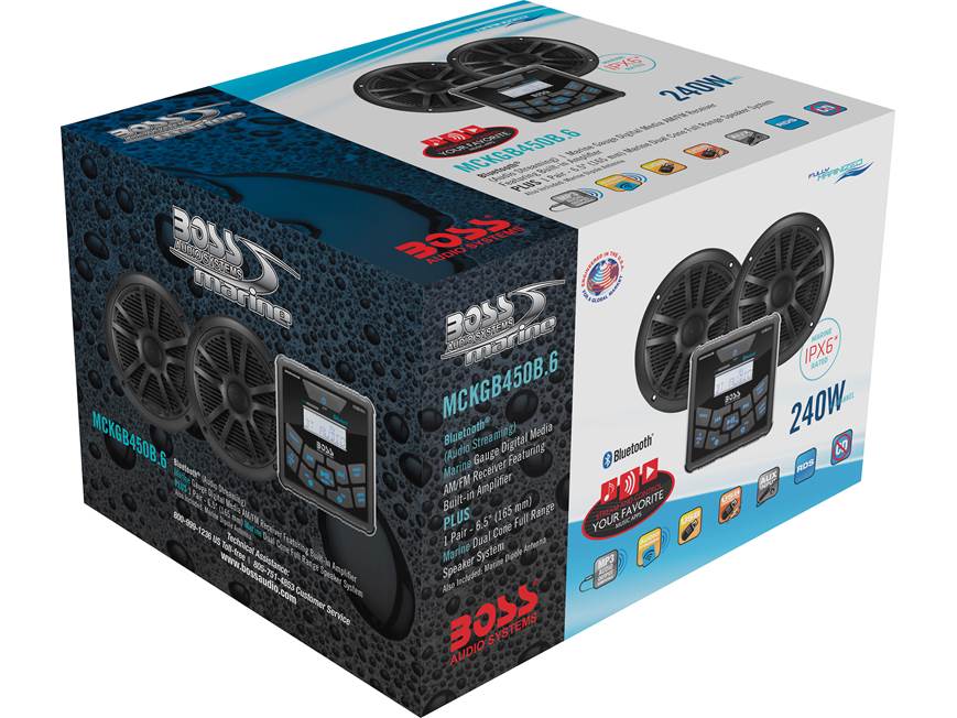 BOSS Audio MCKGB450B.6 (Black speakers) Marine audio package