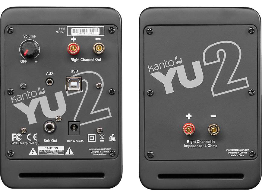Kanto YU2 (Matte Black) Powered desktop stereo speaker system