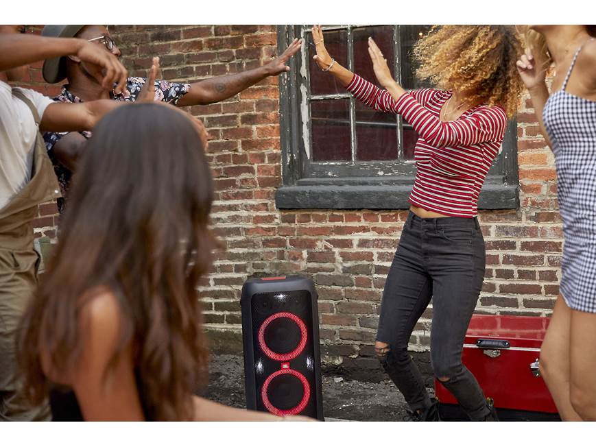 JBL PartyBox 300 Portable Bluetooth® speaker with light display at