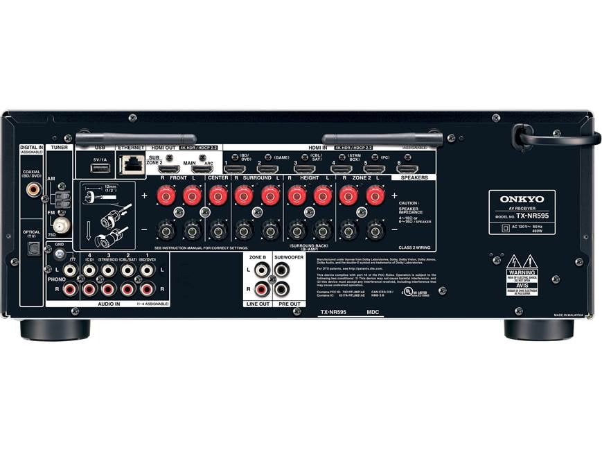 Onkyo TX-NR595 (2019 model) 7.2-channel home theater receiver with