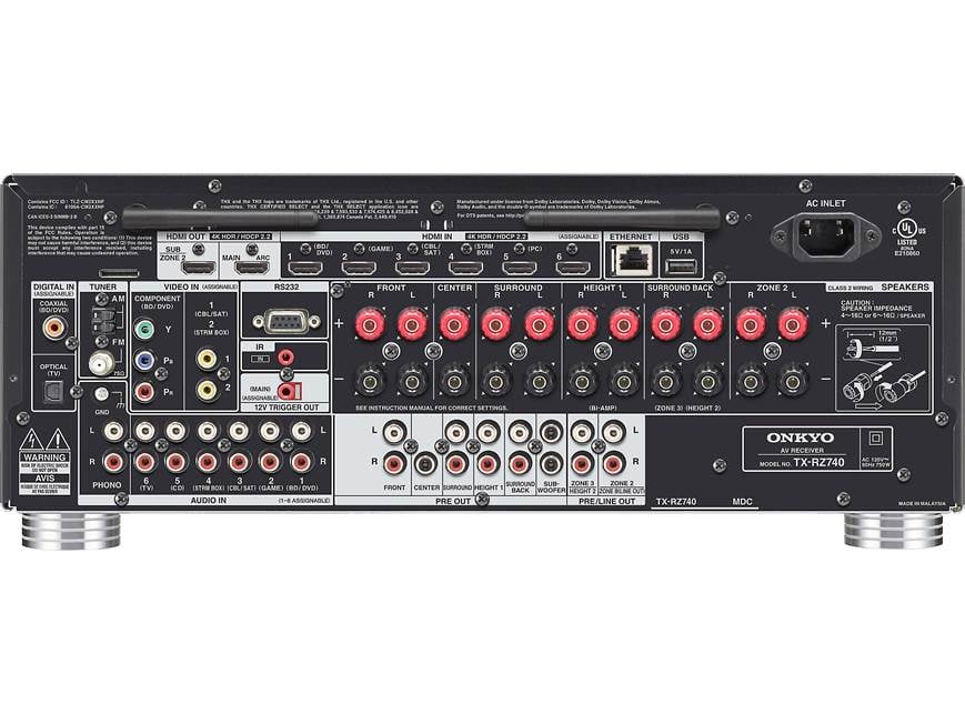 Onkyo TX-RZ740 9.2-channel home theater receiver with Wi-Fi