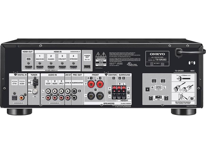 オンキヨー　TX-SR393 Onkyo TX-SR393 (2019 model) 5.2-channel home theater receiver with