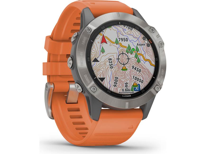 Garmin fenix 6 Sapphire (Titanium bezel, ember orange band) GPS