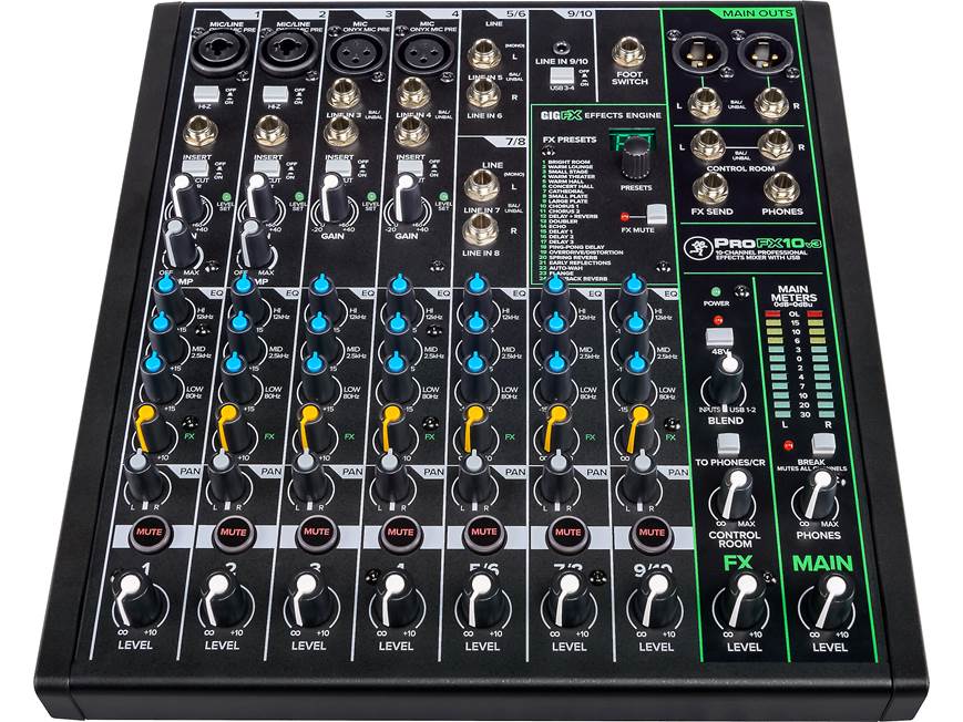 Mackie ProFX10v3 10-channel mixer — with effects, compression, and