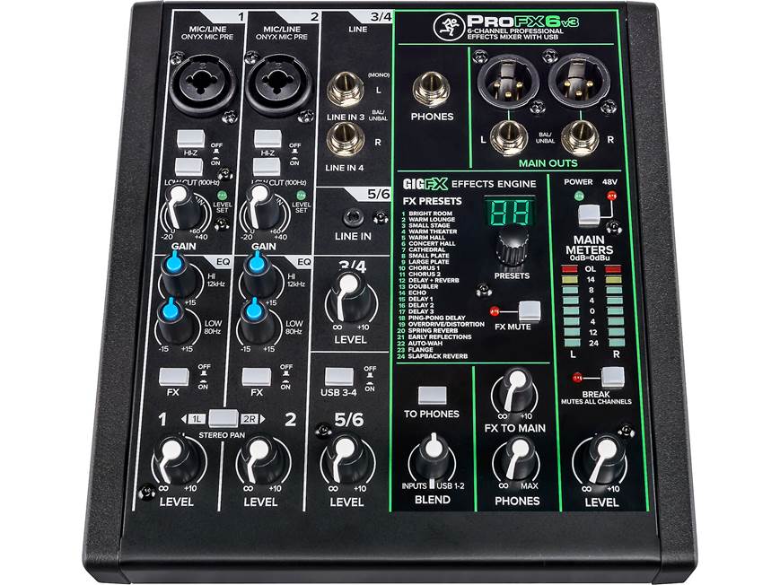 Mackie ProFX6v3 6-channel mixer — with effects and USB connection