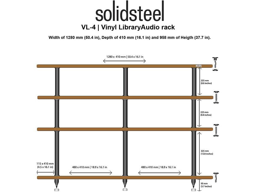 Solidsteel VL-4 (Walnut) Four-shelf vinyl library/audio rack