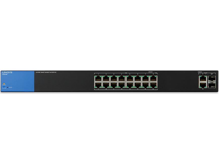 Linksys LGS318P 16-port smart Gigabit Ethernet switch with PoE+
